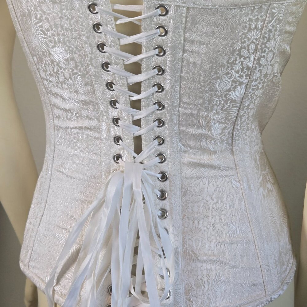 Vintage Dark Garden Silk Brocade Bridal Corset 24" Waist - Picture 4 of 5